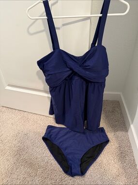 Amazon Navy Two-Piece Tankini Swim Set